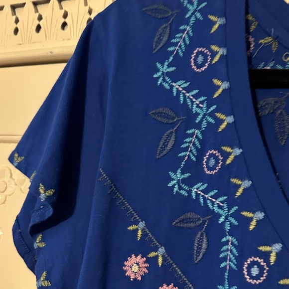 Johnny Was Royal Cobalt Blue Embroidered Blouse - Picture 3 of 9